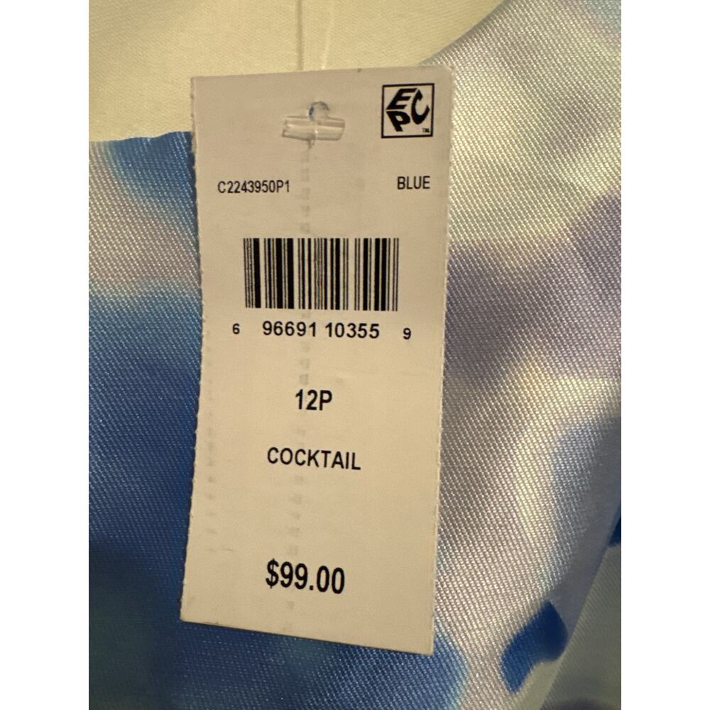 Connected Blue Cocktail Dress Pockets Watercolor Floral Sleeveless Office NWT 12 - Picture 4 of 11